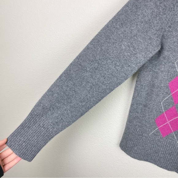 Apt.9 Women's Medium 100% Cashmere Argyle Button Front Cardigan Sweater Academia - Picture 2 of 16